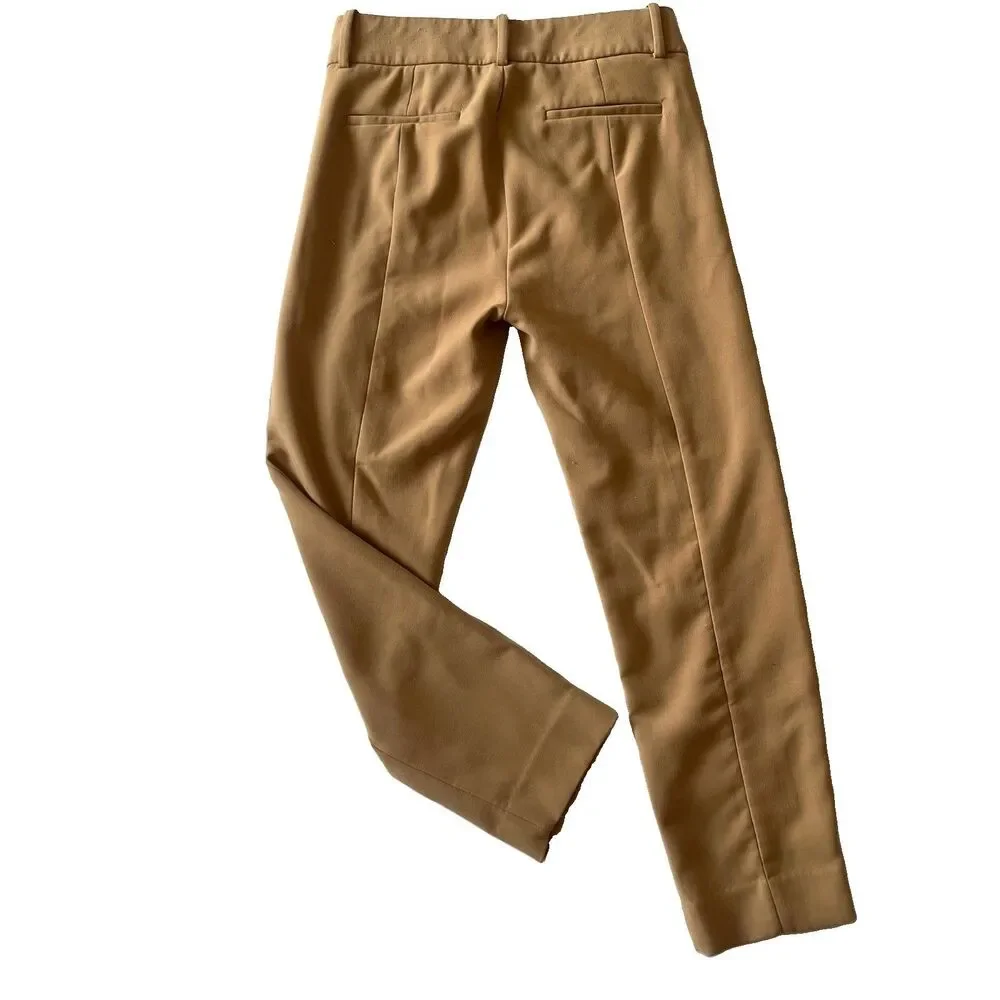 J. Crew Cameron Ankle Pants Tan Camel SZ 4 Slim Crop Career Four-Season Stretch